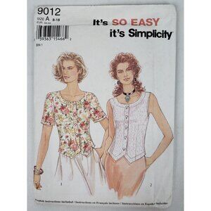 Simplicity 9012 Ladies Scoop Neckline Top with Scalloped Hem 8 to 18 Uncut